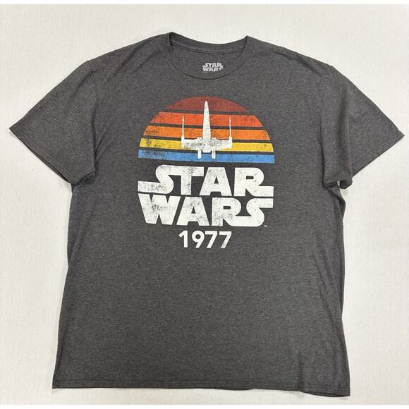 Star Wars Other - Star Wars 1977 Tee Shirt Large Retro Look Mad Engine Size XL Gray Rainbow
